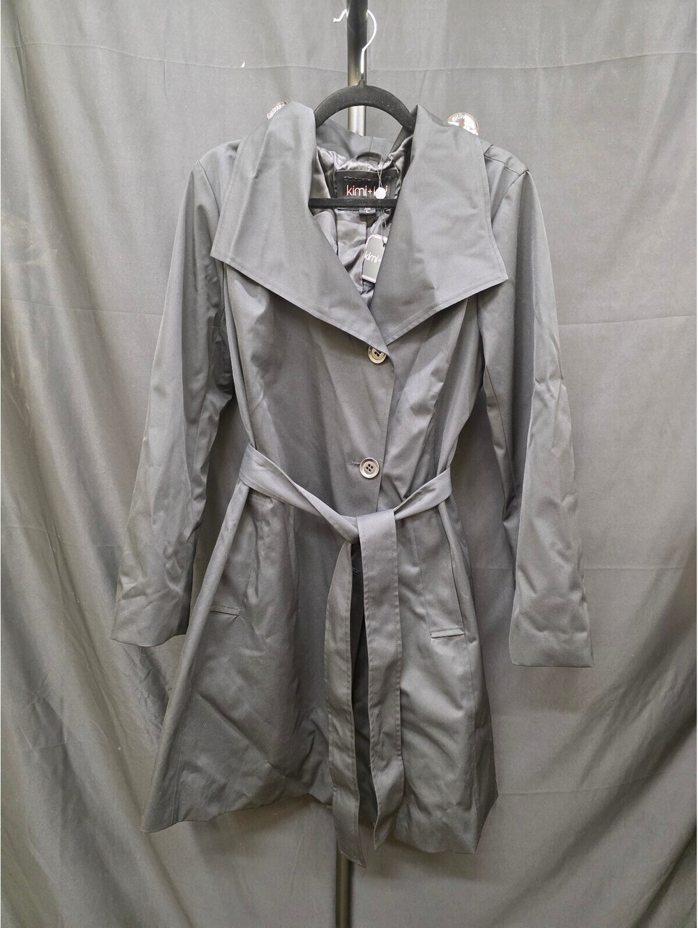 KIMI + KAI ADEL WATER‑RESISTANT HOODED TRENCH COAT SIZE L